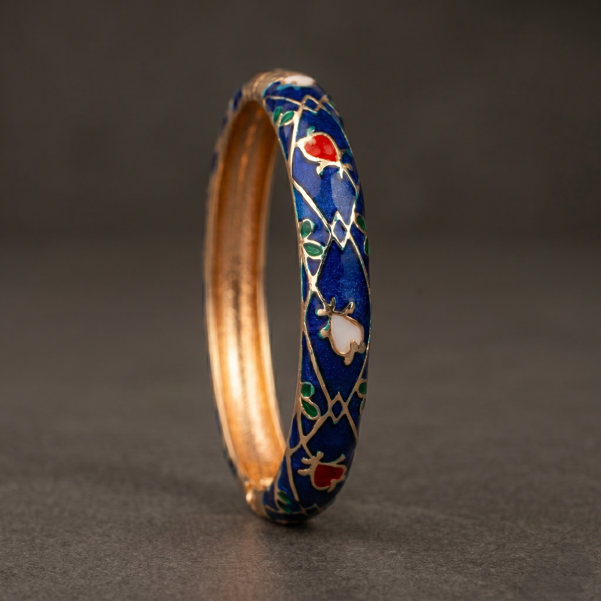 Flower Bud Enamel/Meenakari Bracelet close-up view - Avalna